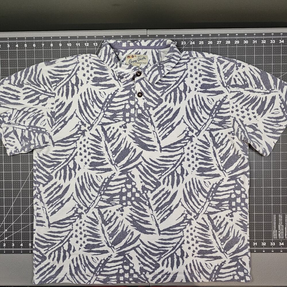 Crazy Shirts Hawaiian Polo Shirt XL Floral Zebra Retro Pique Preppy Golf